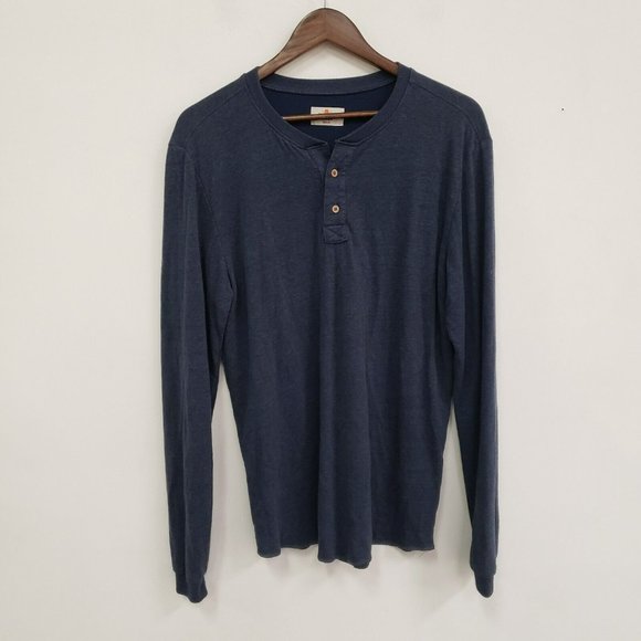 Marine Layer Other - Marine Layer Mens Long Sleeve Henley Shirt Size M Navy Blue Rayon Blend Pullover